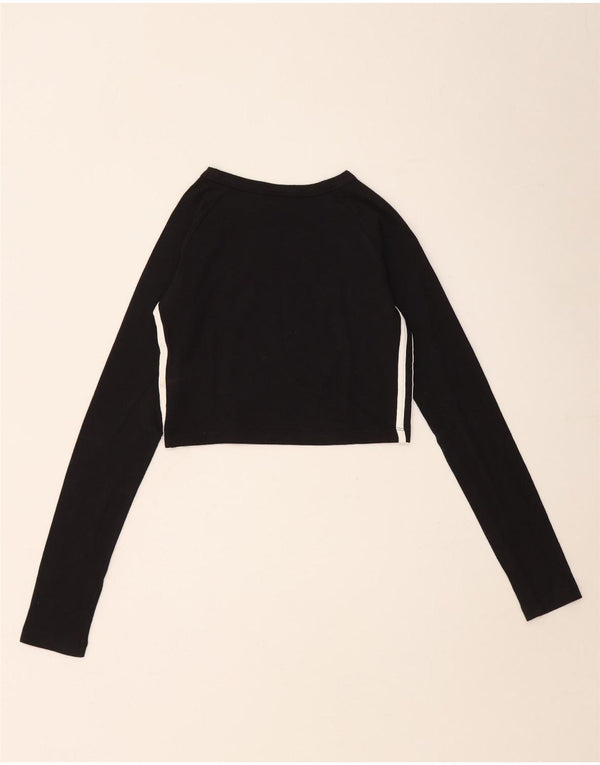 Adidas Crop Graphic Top pentru femei cu mânecă lungă UK 8 Small Black Bumbac