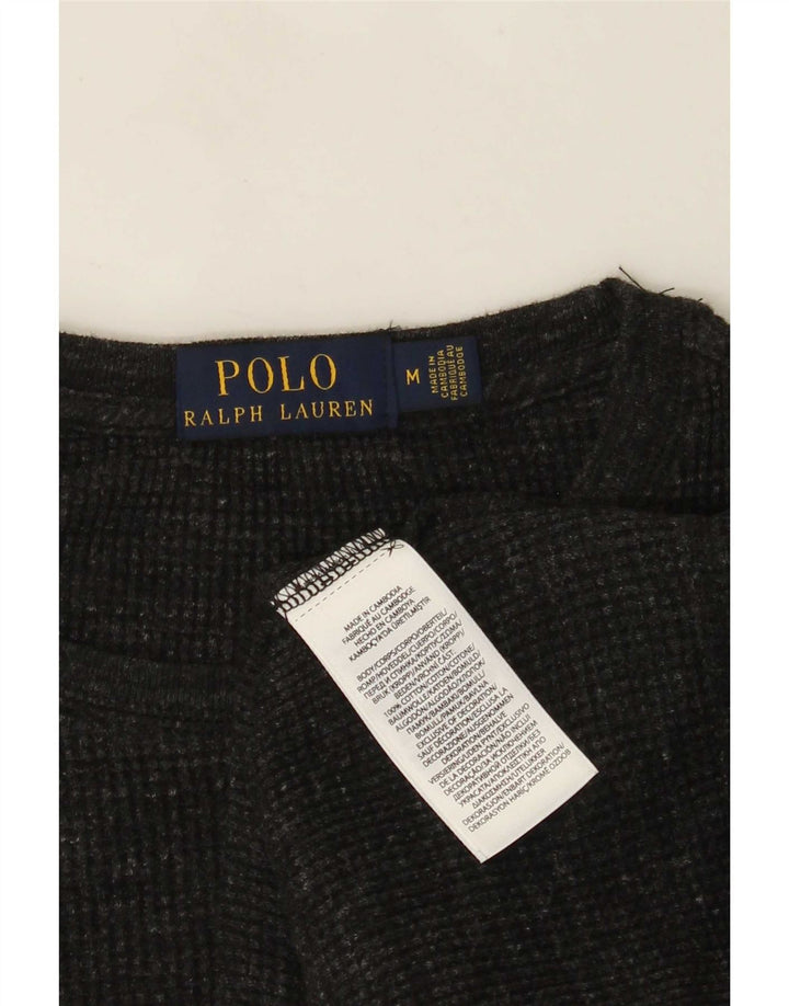 Top pentru bărbați Polo Ralph Lauren cu mânecă lungă, gri mediu, bumbac cu pete