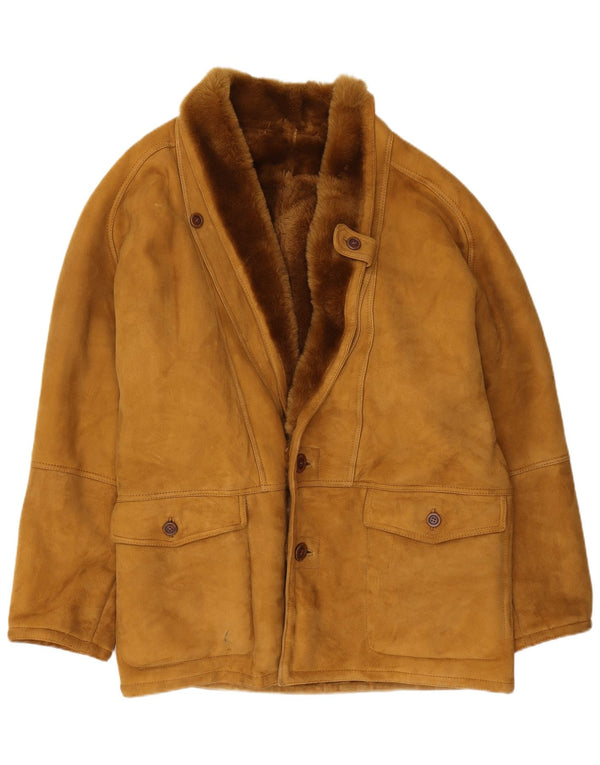 Jachetă vintage pentru bărbați din shearling IT 52 XL maro
