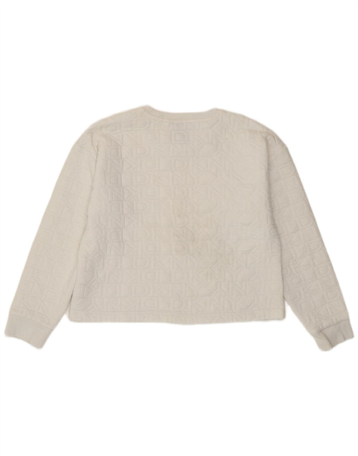 Hanorac crop pentru femei Dkny Pulover UK 14 Poliester alb mediu
