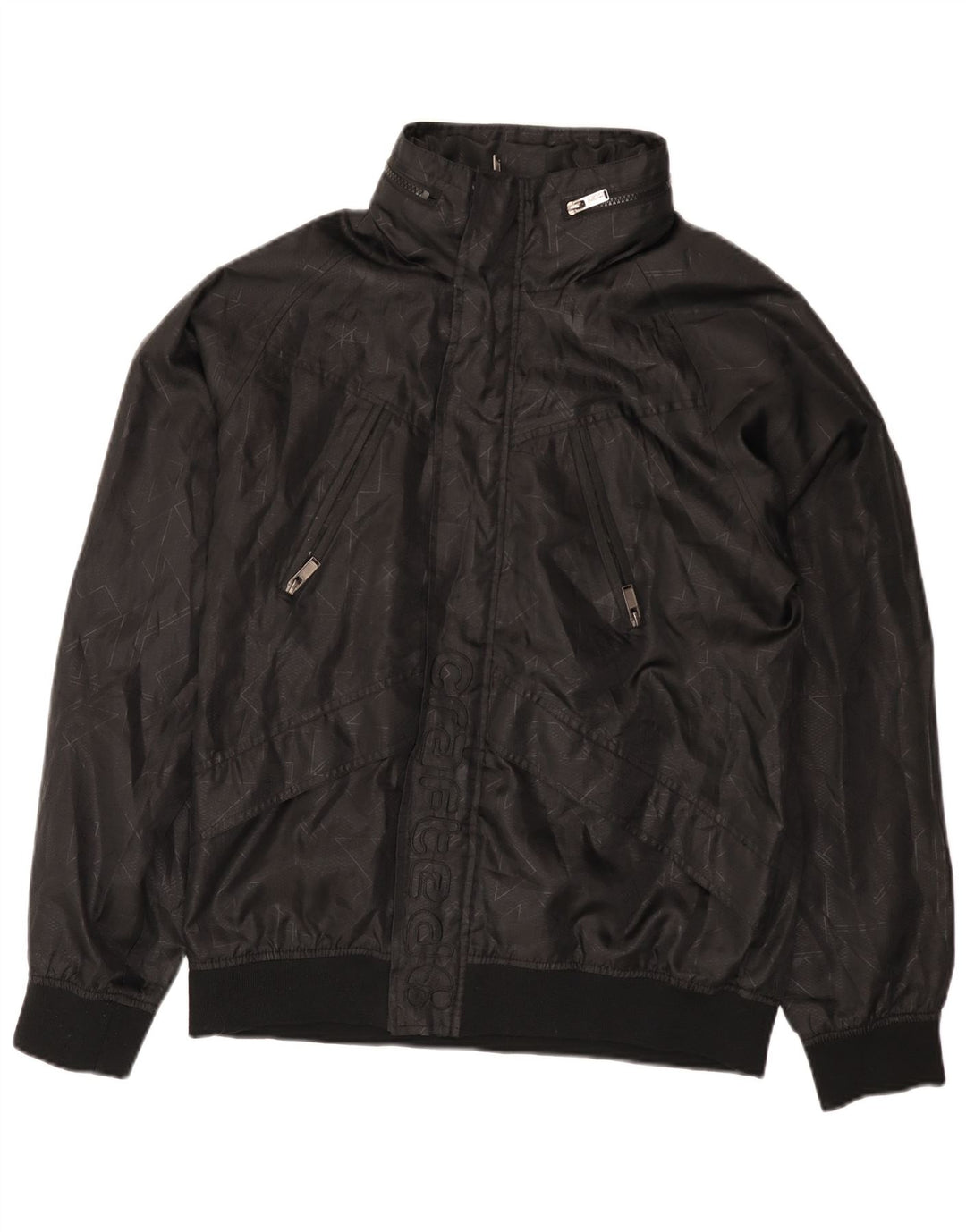 Jachetă vintage pentru bărbați cu glugă cu glugă UK 42 XL negru geometric