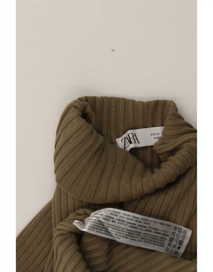 Top femeie Zara cu mânecă lungă UK 12 Medium Khaki Viscose
