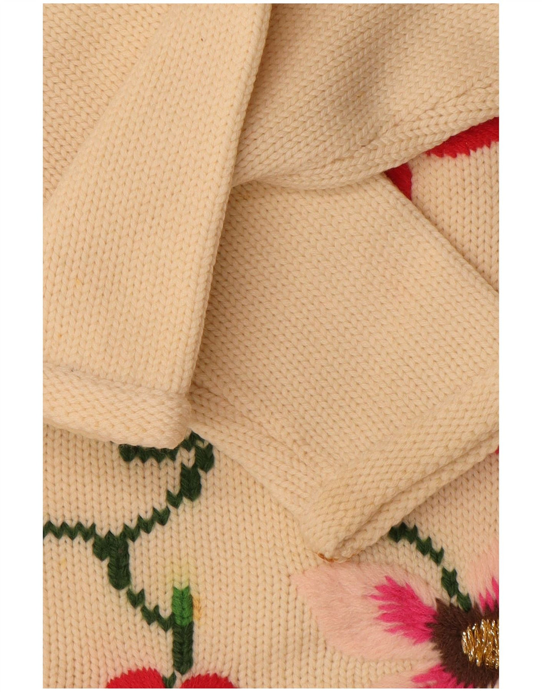 Pulover vintage pentru femei cu gât roșu, pulover UK 14, mediu, alb, floral