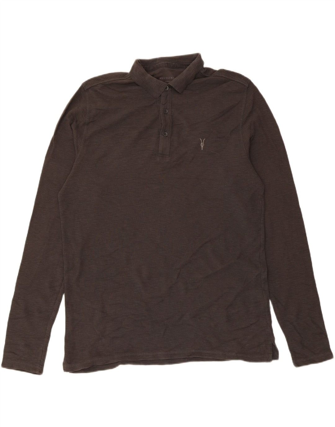 Tricou polo cu mânecă lungă pentru bărbați All Saints, bumbac gri mediu