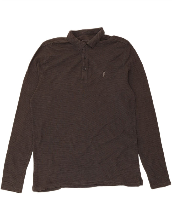 Tricou polo cu mânecă lungă pentru bărbați All Saints, bumbac gri mediu