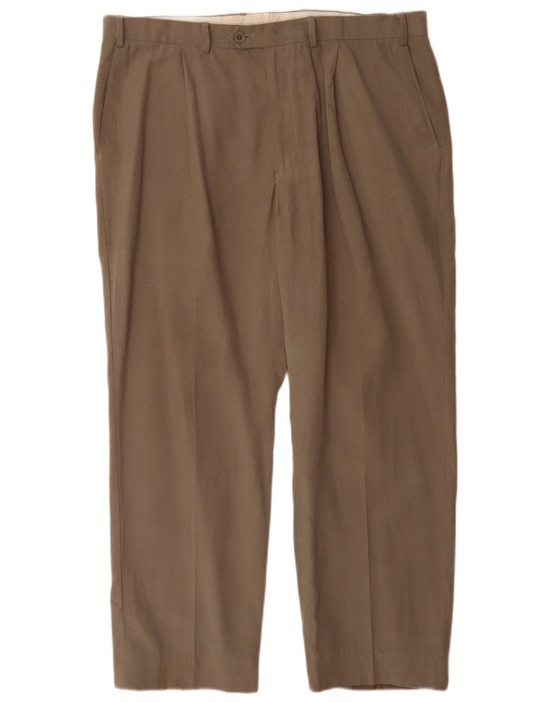 Pantaloni de costum drept bărbați Marks & Spencer L38 L29 Kaki Lyocell