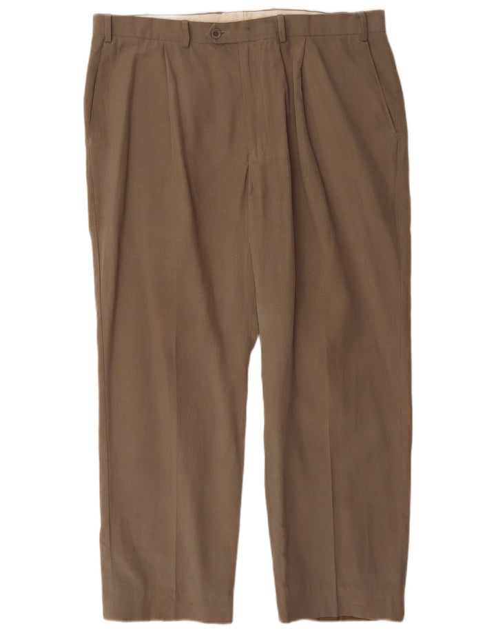 Pantaloni de costum drept bărbați Marks & Spencer L38 L29 Kaki Lyocell