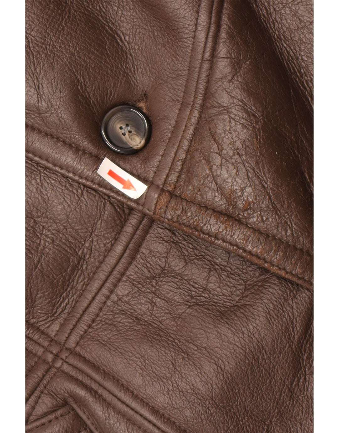 Palton vintage bărbătesc din shearling UK 36 din piele maro mică