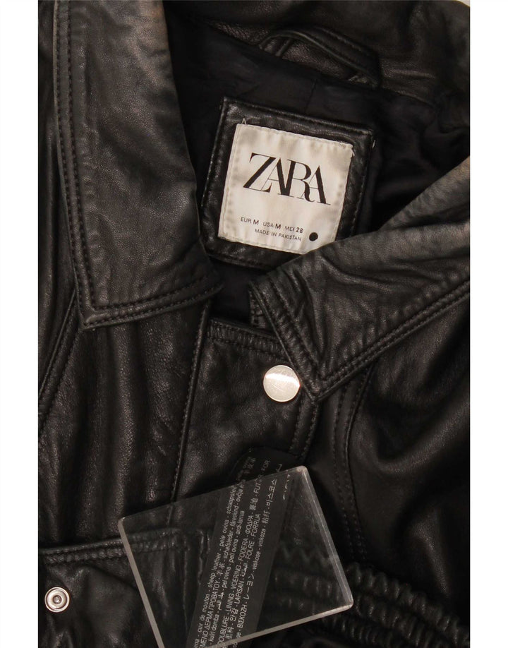 Jachetă de piele pentru femei Zara UK 14 Medium Black