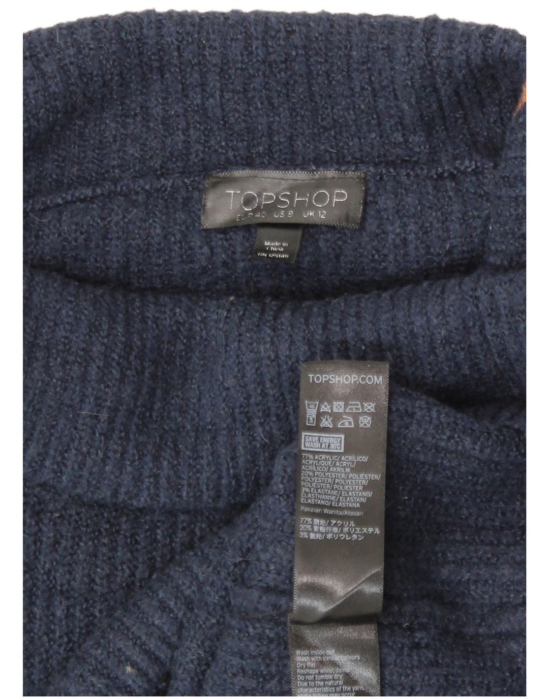 Topshop Pulover supradimensionat pentru femei cu gât rulat UK 12 Medium Bleumarin