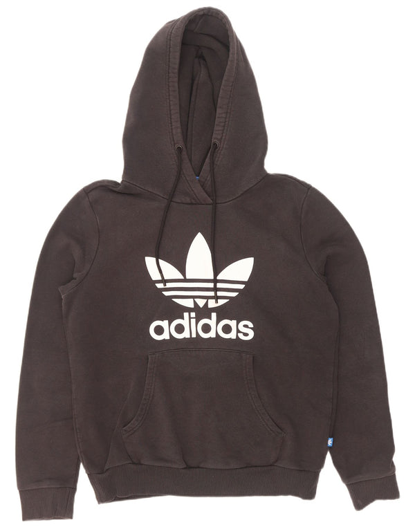Pulover cu glugă cu grafic Adidas pentru femei UK 14 mare, negru, bumbac