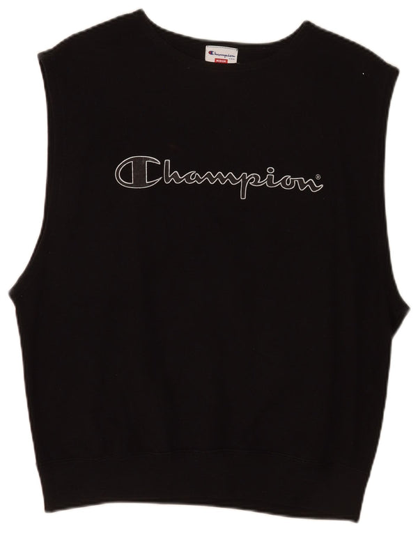 Champion Womens Graphic Sleeveless Sweatshirt Jumper UK 14 Medium Black