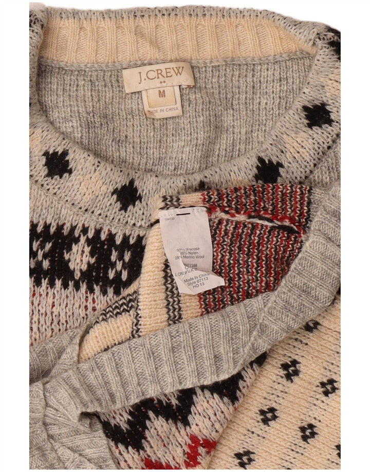 J. CREW Pulover pentru damă cu decolteu rotund UK 12 Medium Gri Fair Isle