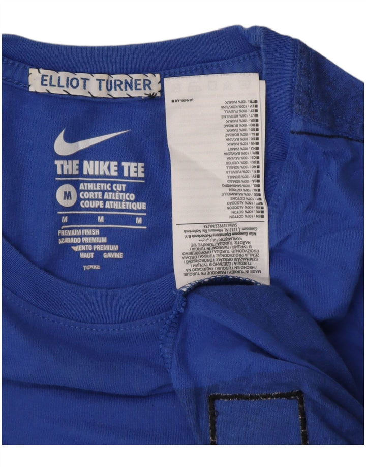 Tricou cu croi atletic NIKE pentru bărbați, top din bumbac cu dungi albastre medii