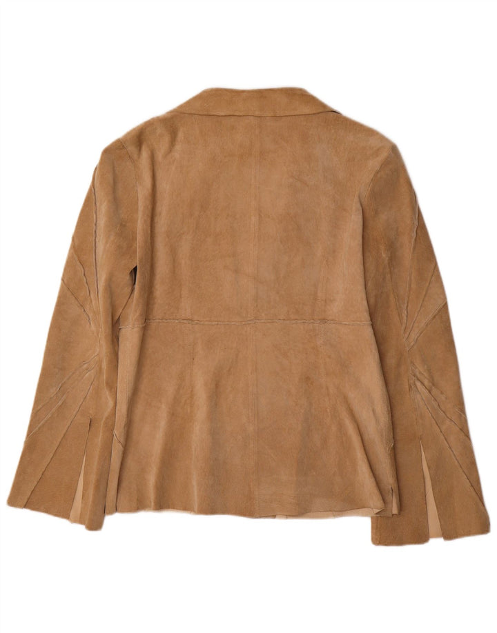 Rene Derhy Jachetă deschisă de piele intoarsa pentru femei UK 12 Medium Beige Piele