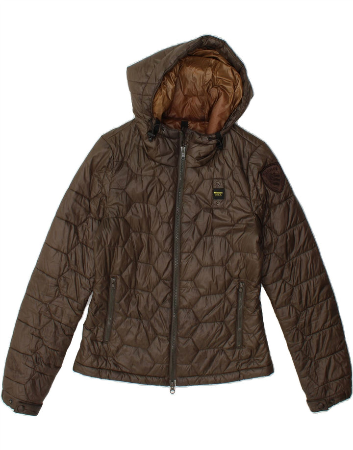 BLAUER Womens Hooded Padded Jacket UK 10 Small Brown Polyamide Vintage Blauer and Second-Hand Blauer from Messina Hembry 