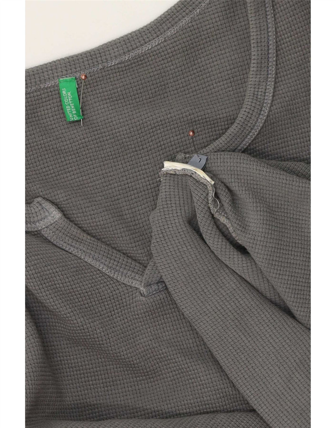 Top pentru bărbați Benetton cu mânecă lungă mare, gri bumbac