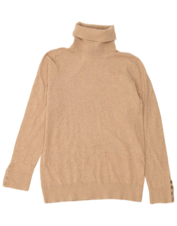 Pulover pentru femei Tommy Hilfiger cu gât rulat, bumbac, bej mediu, UK 12