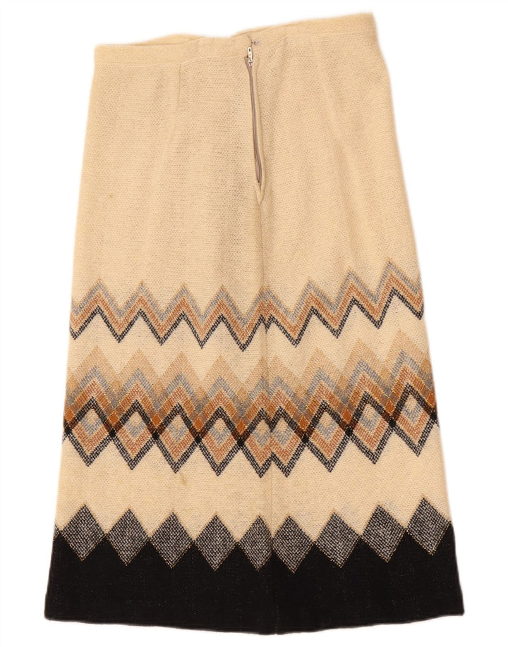 Fusta Midi Vintage Femei W28 Medium Bej Geometric