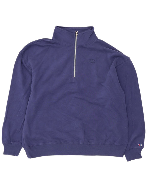 Pulover pentru femei Champion, supradimensionat, cu fermoar, cu gât, UK 14 Medium Bleumarin