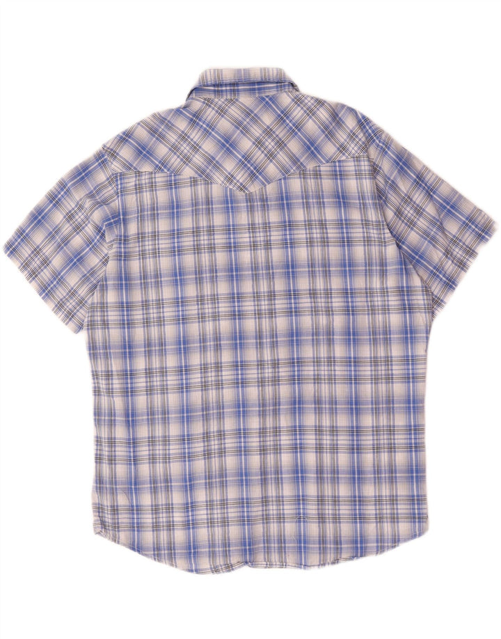 Cămașă Western cu mânecă scurtă pentru bărbați Wrangler, XL, carouri albastre