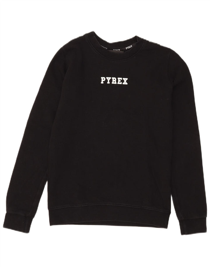 Pulover Pyrex pentru femei, cu grafică, UK 6 XS, bumbac negru