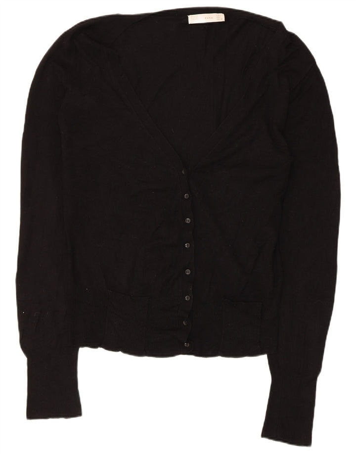 Pulover cardigan pentru femei Zara UK 14 mare, negru, raion