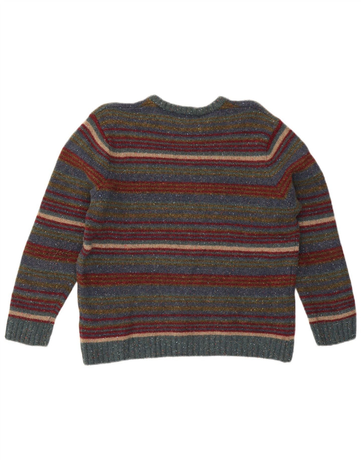 Pulover Paco pentru damă cu gât roșu din Lână cu dungi mari, multicolore, UK 16