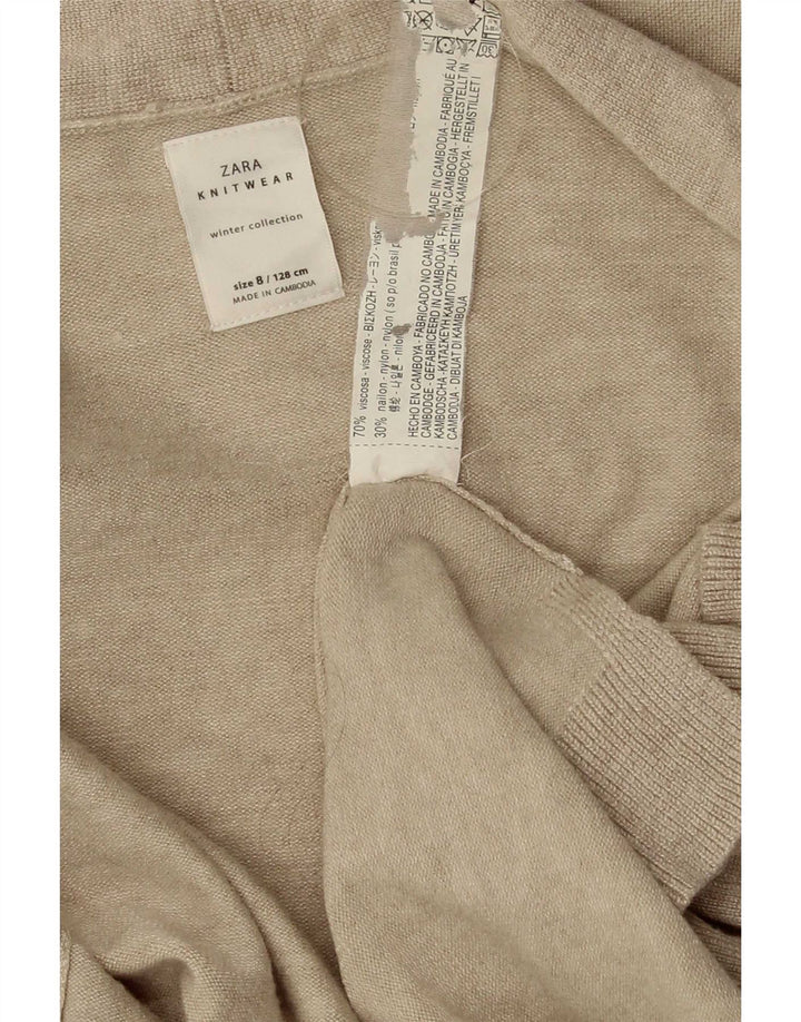 Pulover cardigan deschis pentru femei Zara UK 8 mic, bej, viscoză