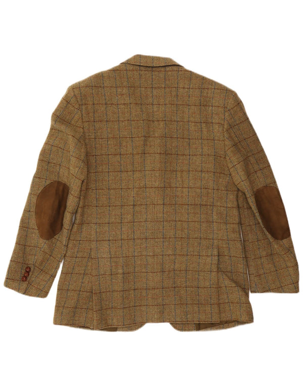 Jachetă pentru bărbați VINTAGE cu 3 nasturi IT 52 XL Kaki Check Lână