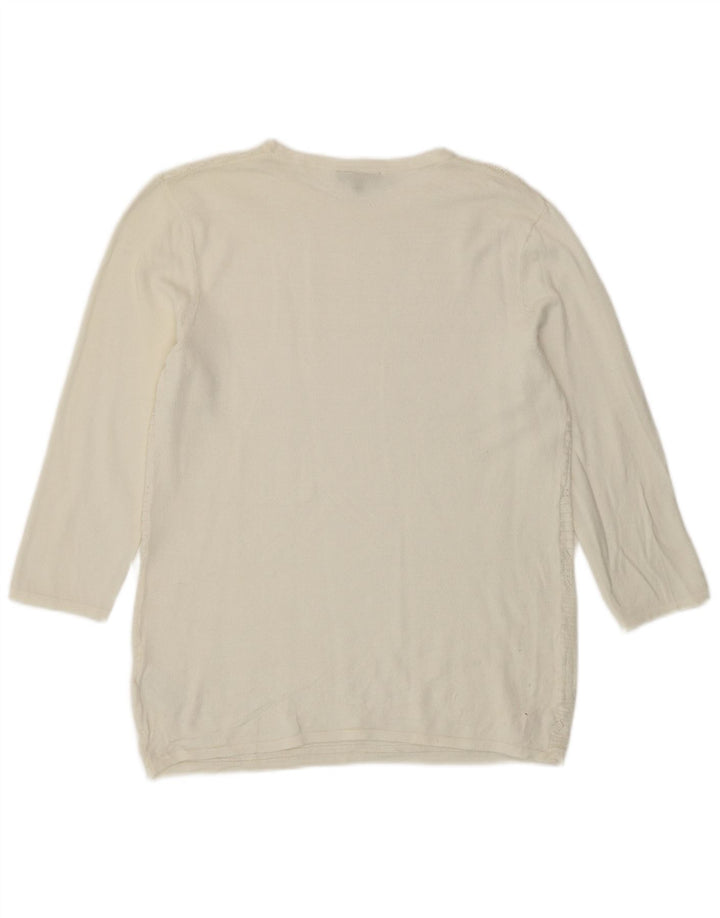 Pulover pentru femei Warehouse cu decolteu triplu UK 12, mediu alb de viscoză