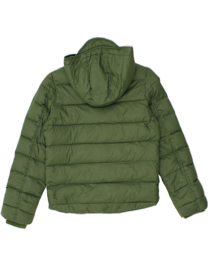 BOMBOOGIE Boys Hooded Padded Jacket 11-12 Years Green Nylon Vintage Bomboogie and Second-Hand Bomboogie from Messina Hembry 
