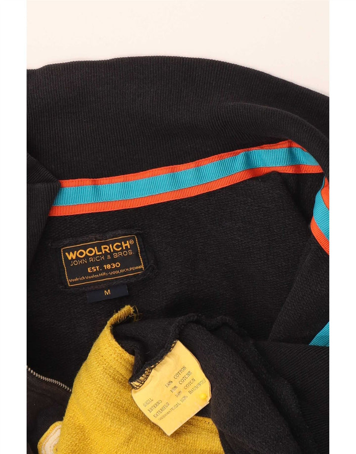 Jachetă de top pentru trening grafic Woolrich pentru bărbați, bumbac mediu negru