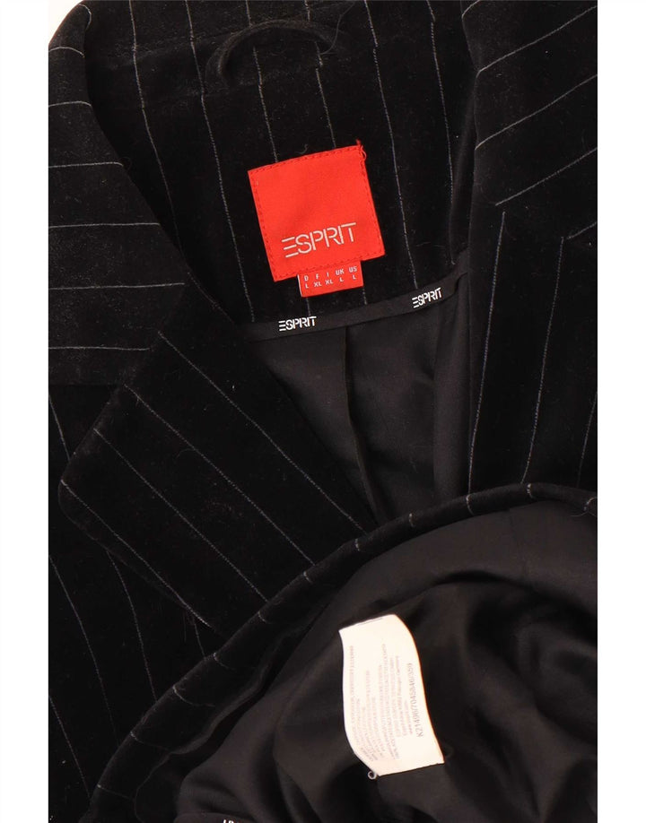 Sacou blazer din catifea pentru femei Esprit, cu 2 nasturi, UK 14, mare, negru, cu dungi