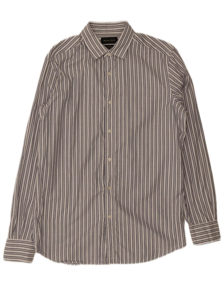 Cămașă Massimo Dutti pentru bărbați, bumbac cu dungi albe medii