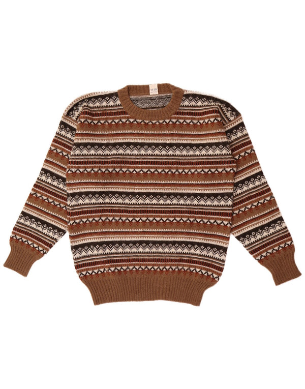 Pulover Vintage pentru bărbați cu gâtul turnat IT 50 Medium Brown Fair Isle