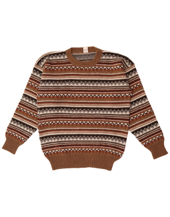 Pulover Vintage pentru bărbați cu gâtul turnat IT 50 Medium Brown Fair Isle