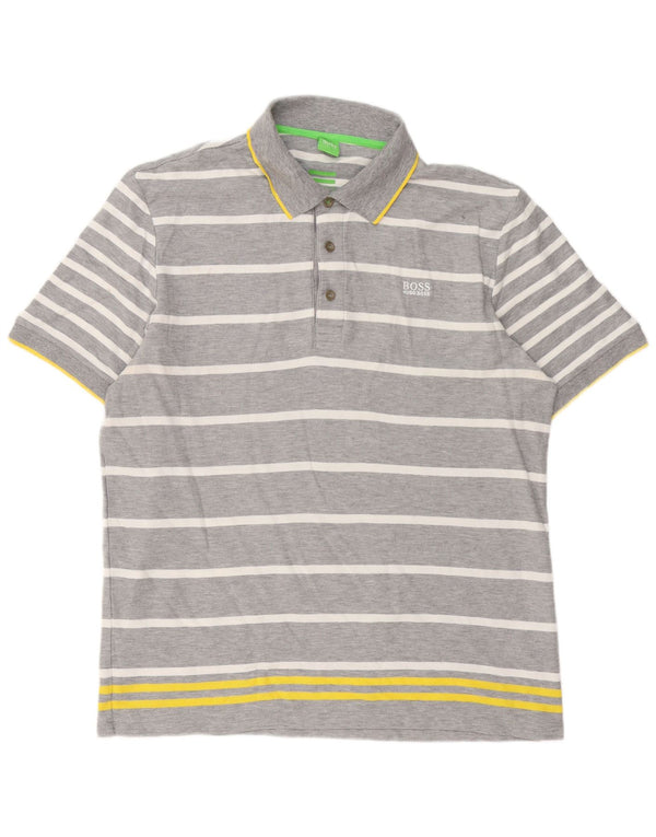 Cămașă polo pentru bărbați Hugo Boss Modern Fit 2XL, bumbac cu dungi gri