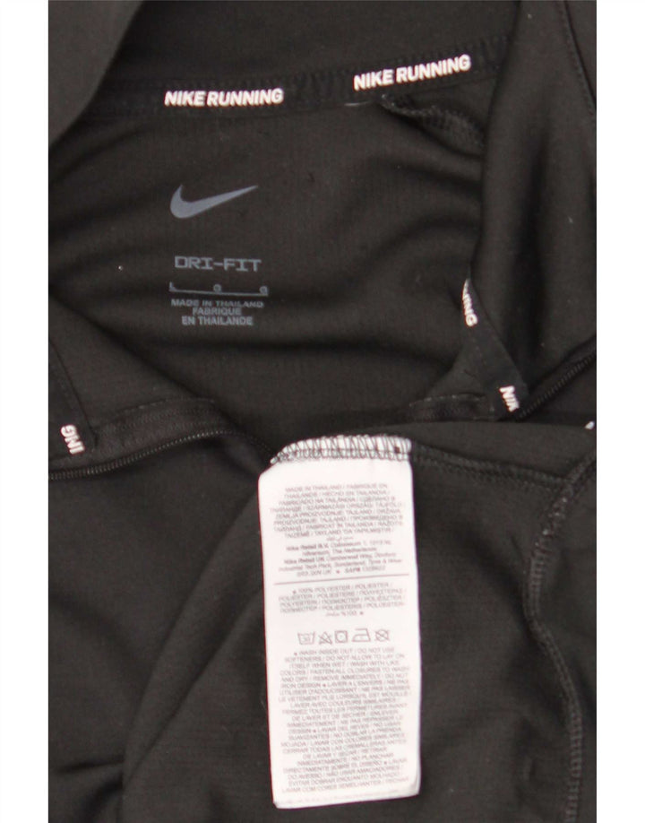 Pulover pentru femei Nike Dri Fit, cu fermoar și gât, UK 16, mare, negru, poliester