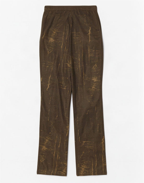 Pantaloni drepți din piele artificială de damă vintage W24 L31 verde animal print