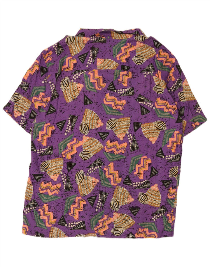 Cămașă hawaiană cu mânecă scurtă pentru bărbați Pull & Bear XL violet geometric