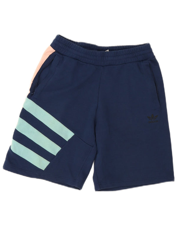 Pantaloni scurți de sport grafic Adidas pentru bărbați, mici, albastru, bumbac color bloc