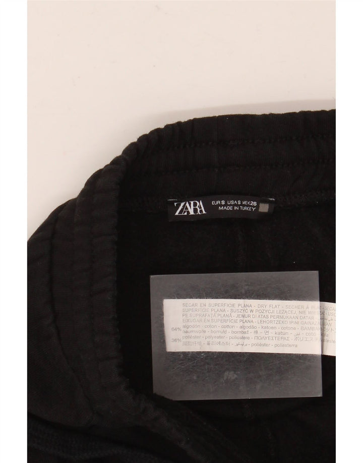 Pantaloni de trening ZARA pentru femei UK 8 Small Black Bumbac
