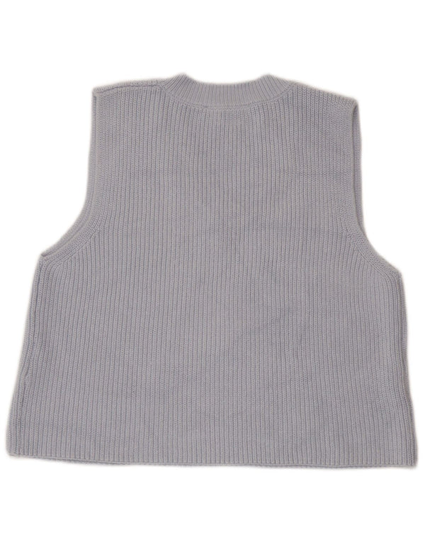 Zara femei Crop Vest Tank Top UK 10 Small Blue Bumbac