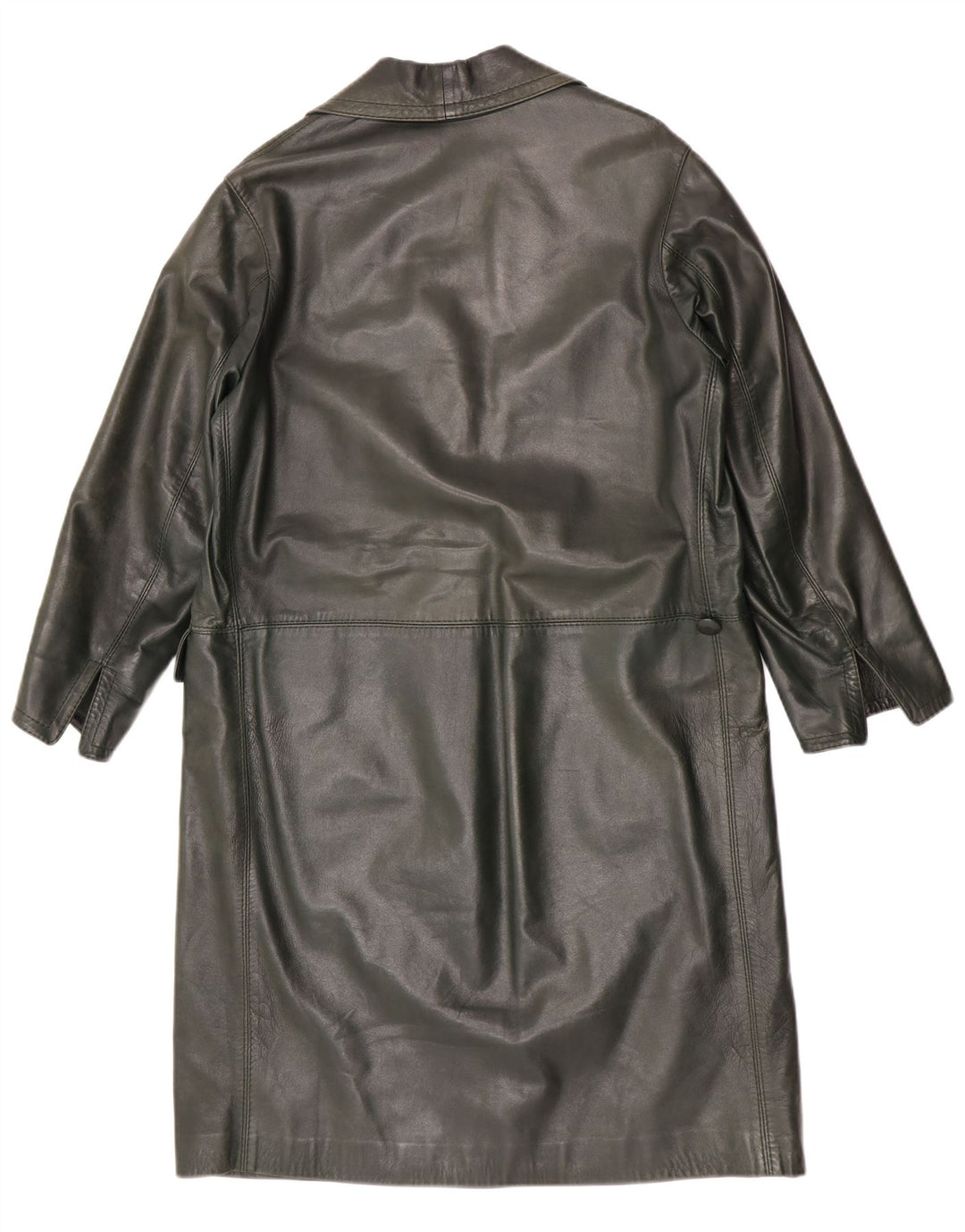 Palton din piele vintage pentru femei UK 14 verde mediu