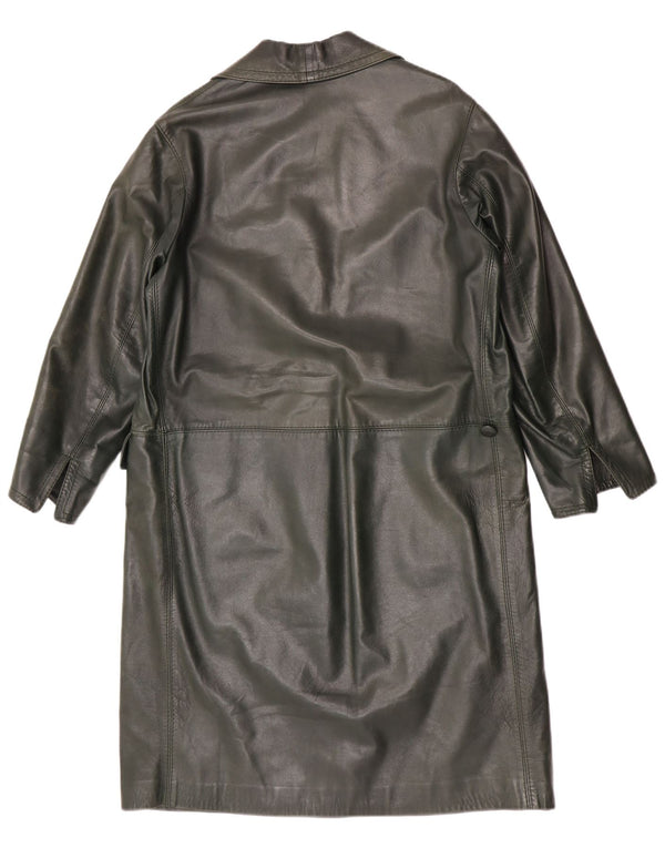 Palton din piele vintage pentru femei UK 14 verde mediu