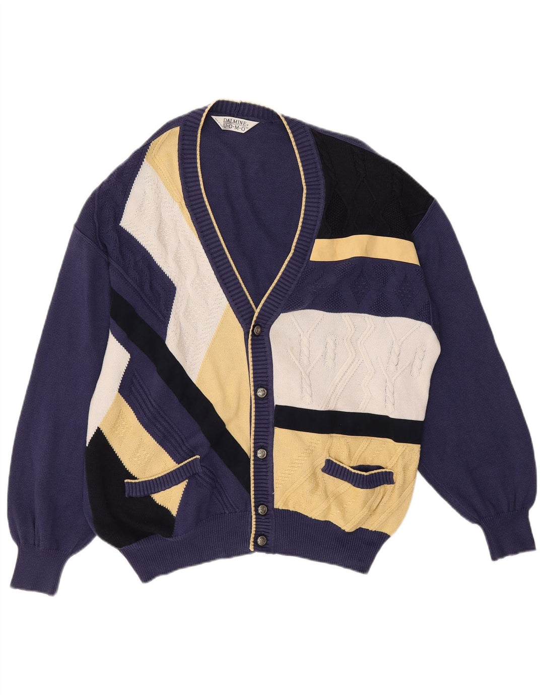 Pulover cardigan pentru bărbați DALMINE IT 50 mediu, albastru marin, bumbac color bloc