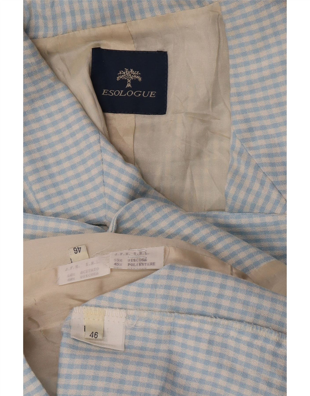 Set de 2 bucăți pentru femei Vintage cu 3 nasturi IT 46 Viscoză mare, albastră