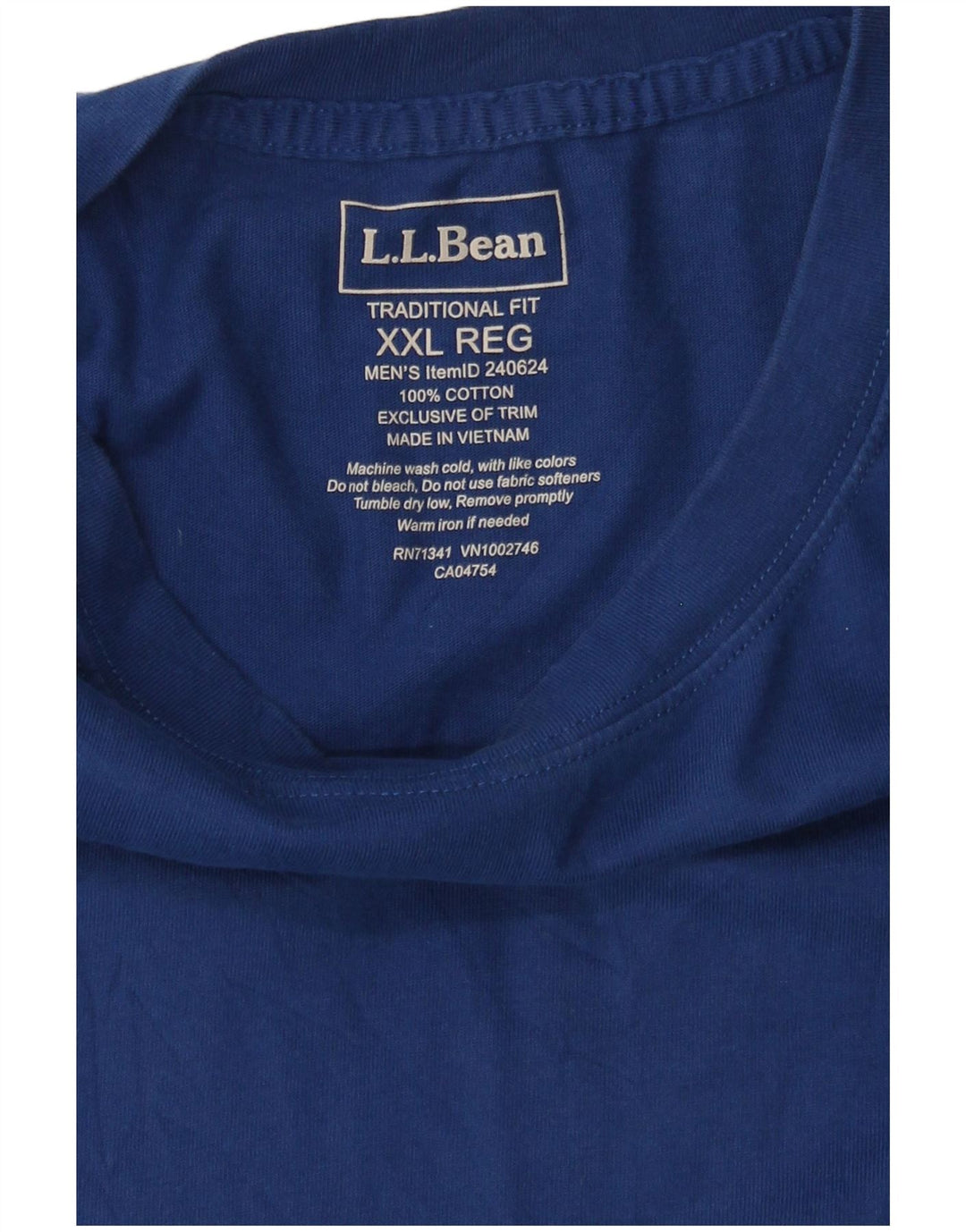 L.L.BEAN Tricou cu croială tradițională pentru bărbați Top 2XL Bumbac albastru