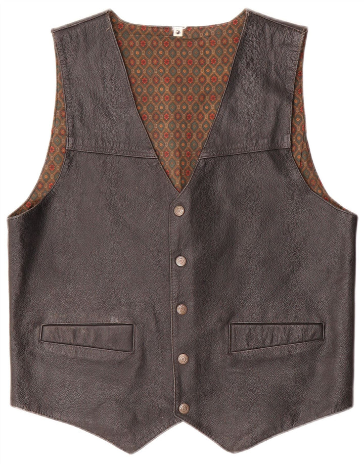 Vestă din piele vintage pentru bărbați, piele mică, neagră